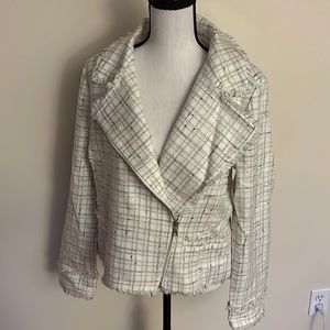 NWT Ann Taylor Fringe Tweed Moto Jacket